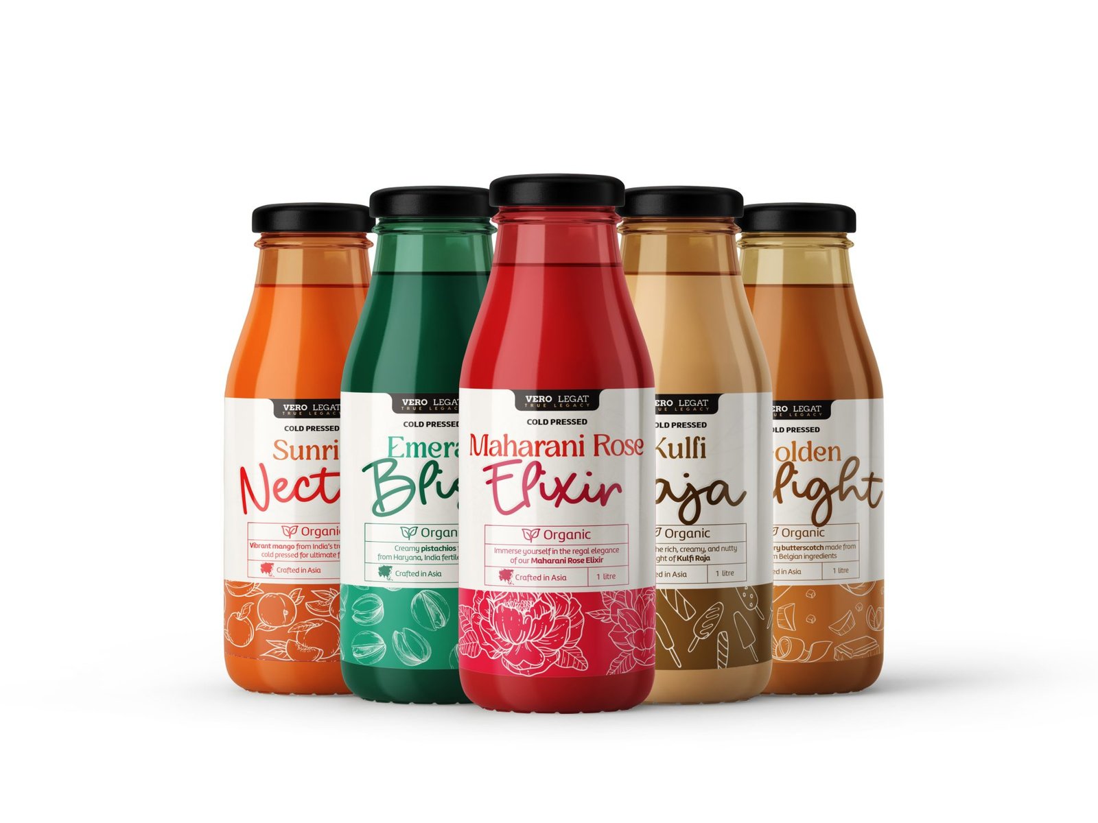 Cold Pressed Juice Label Design for Vero Legat